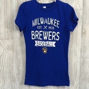 𝅺Milwaukee Brewers Girls Blue Tee Small